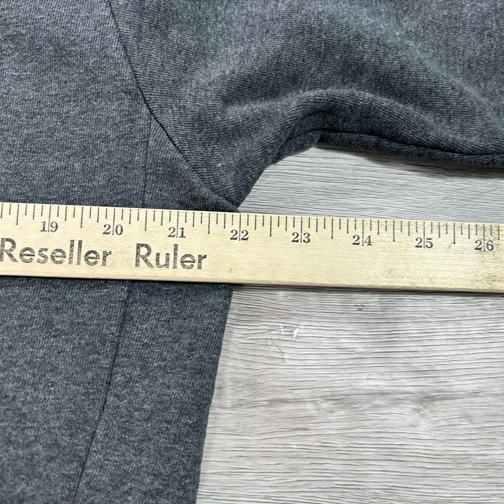 The North Face Hoodie Mens Medium Gray Pullover‎ Fleece Yellow Logo Sweatshirt